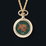 Goldie Golden Doodle Necklace<br><div class="desc">A necklace watch with cute Golden Doodle images. The text may be personalised. Original artwork by WB.</div>