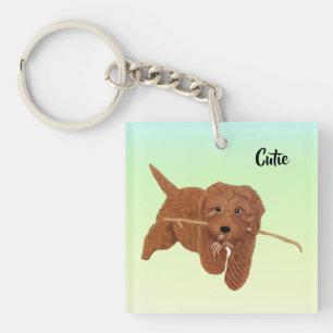 Goldie Golden Doodle Square Key Ring