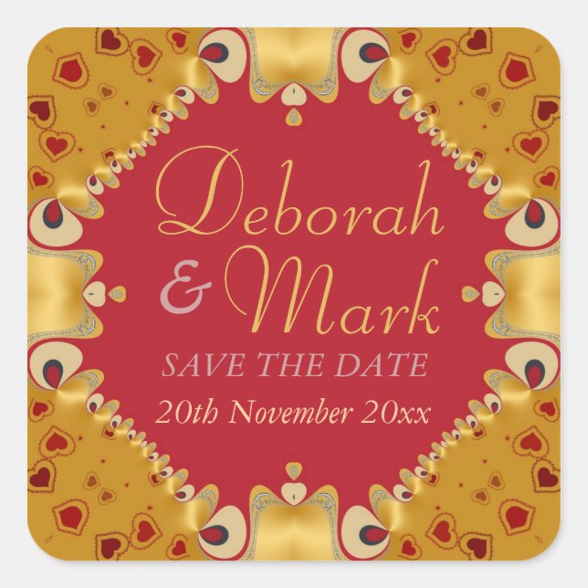 Goldie Hearts Wedding Announcement Sticker (Front)