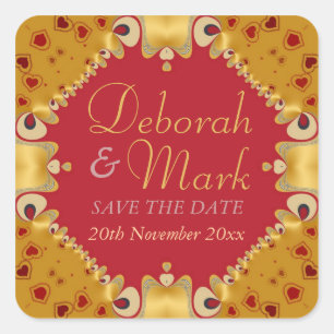 Goldie Hearts Wedding Announcement Sticker