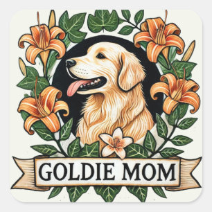 Goldie Mum Golden Retriever Dog Moms               Square Sticker