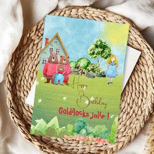 Goldilocks and  Bears Happy Birthday Card