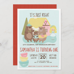Goldilocks and The Three Bears Birthday Invitation