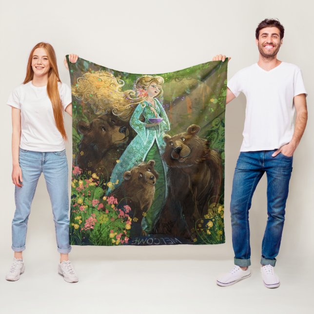 Goldilocks and the Three Bears Fleece Blanket (In Situ)