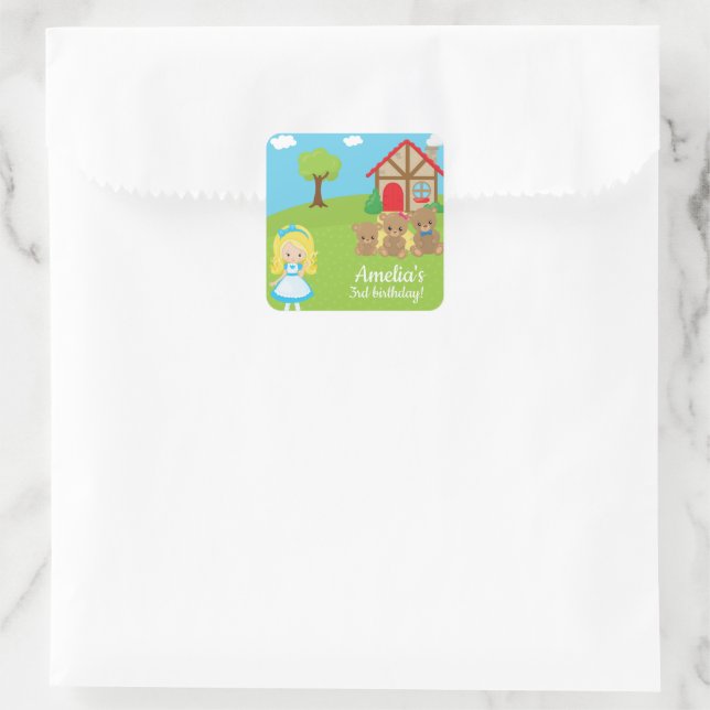 Goldilocks and Three Bears Fairytale Storytime Square Sticker (Bag)
