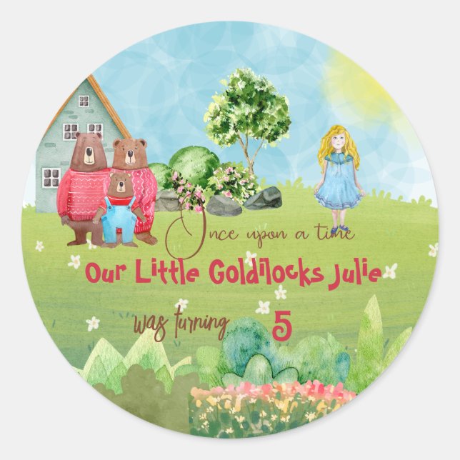 Goldilocks  Birthday Sticker (Front)