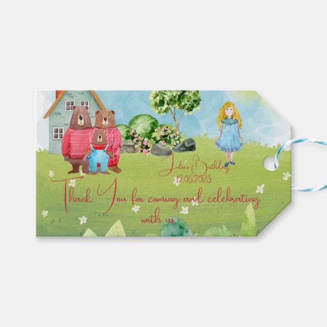 Goldilocks Birthday Thank You Gift Tags (Front (Horizontal))