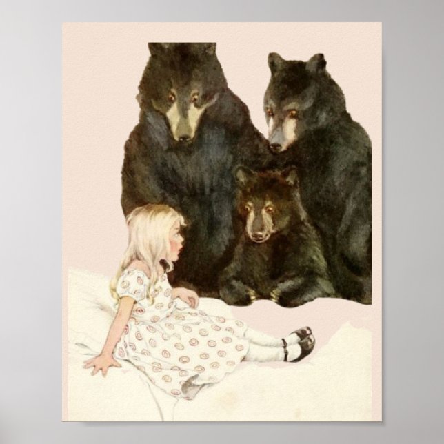 Goldilocks & the 3 Bears Vintage Illustrations Poster (Front)