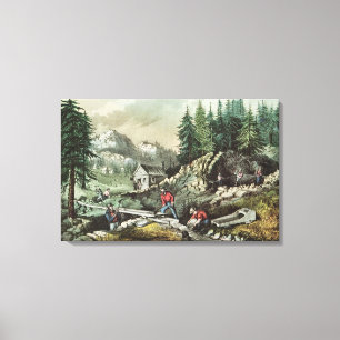 Goldmining in California, 1871 Canvas Print
