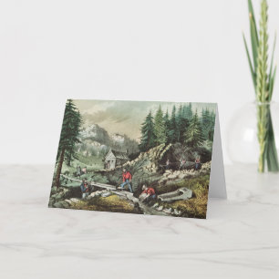 Goldmining in California, 1871 Card