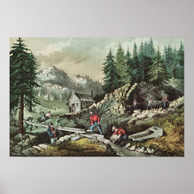 Goldmining in California, 1871 Poster (Front)