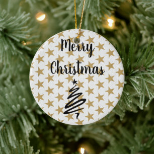 Golds Stars Christmas Ceramic Tree Decoration