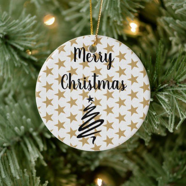 Golds Stars Christmas Ceramic Tree Decoration (Tree)