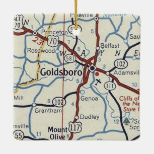 Goldsboro NC Vintage Map Ceramic Ornament