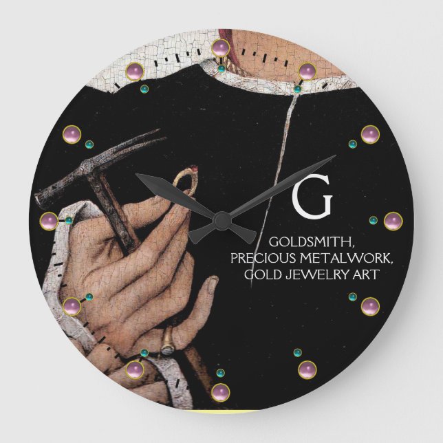 GOLDSMITH,PRECIOUS METALWORKER,GOLD JEWELRY ART LARGE CLOCK (Front)