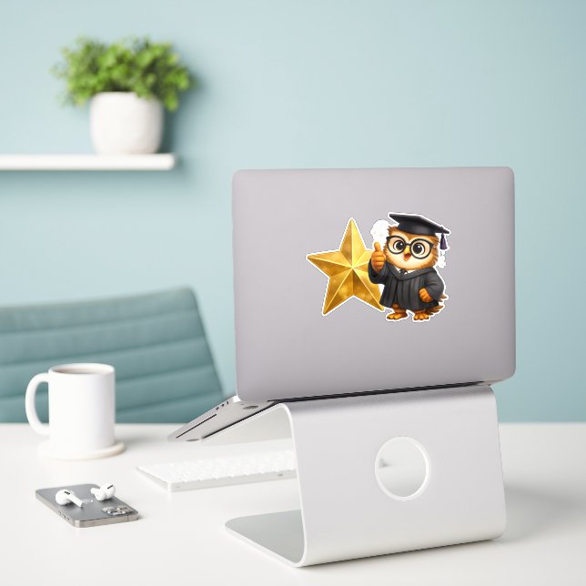 Goldstar achievement vinyl laptop sticker product (Laptop On Desk)