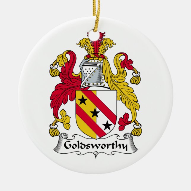 Goldsworthy Family Crest Ceramic Tree Decoration (Front)