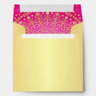 Goldtone and Pink Scrolls Square Envelope