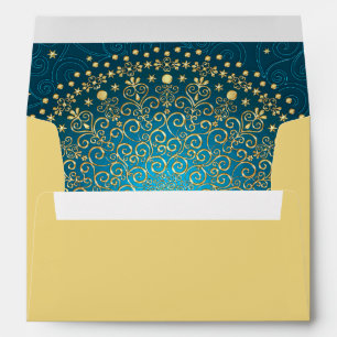 Goldtone and Teal Scrolls A7 Envelope for 5x7s