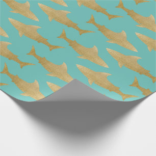 Goldtone Shark Wrapping Paper