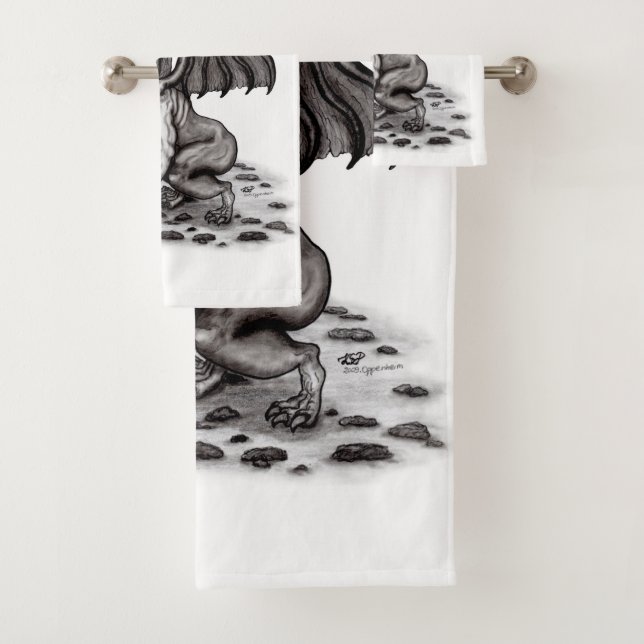 Golem Gargoyle Bath Towel Set (Insitu)