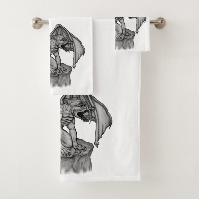 Golem Gargoyle Bath Towel Set (Insitu)