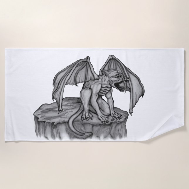 Golem Gargoyle Beach Towel (Front)