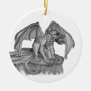 GOLEM - Gargoyle black-and-white Design Ceramic Tree Decoration