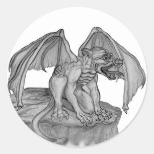 GOLEM - Gargoyle black-and-white Design Classic Round Sticker