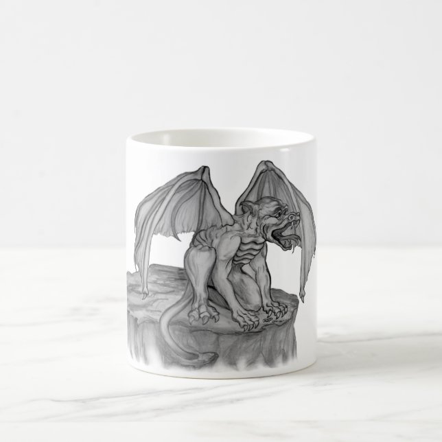 GOLEM - Gargoyle black-and-white Design Coffee Mug (Center)