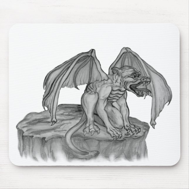GOLEM - Gargoyle black-and-white Design Mouse Mat (Front)