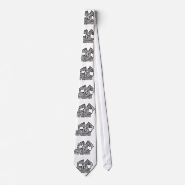 GOLEM - Gargoyle black-and-white Design Tie (Front)
