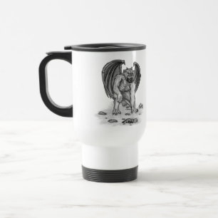 Golem Gargoyle black and white Design Travel Mug