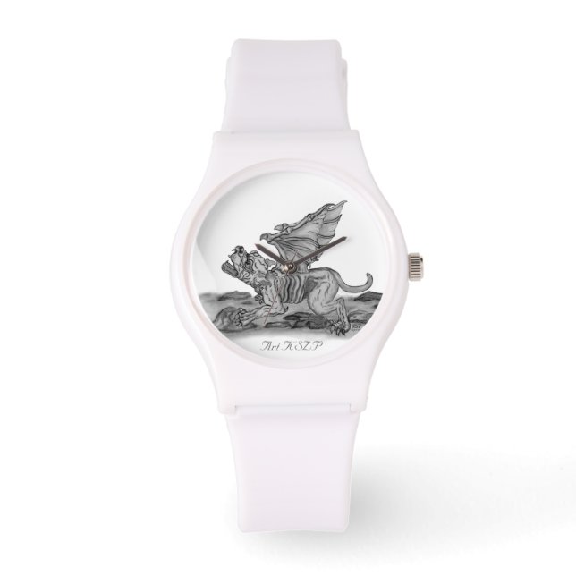 Golem Gargoyle, Black and white design Watch (Front)