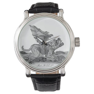 Golem Gargoyle, Black and white design Watch