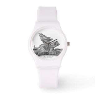 Golem Gargoyle, Black and white design Watch