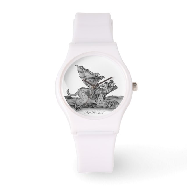 Golem Gargoyle, Black and white design Watch (Front)