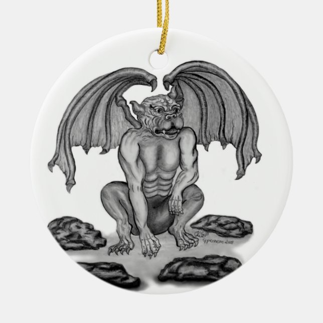 GOLEM Gargoyle Ceramic Tree Decoration (Front)