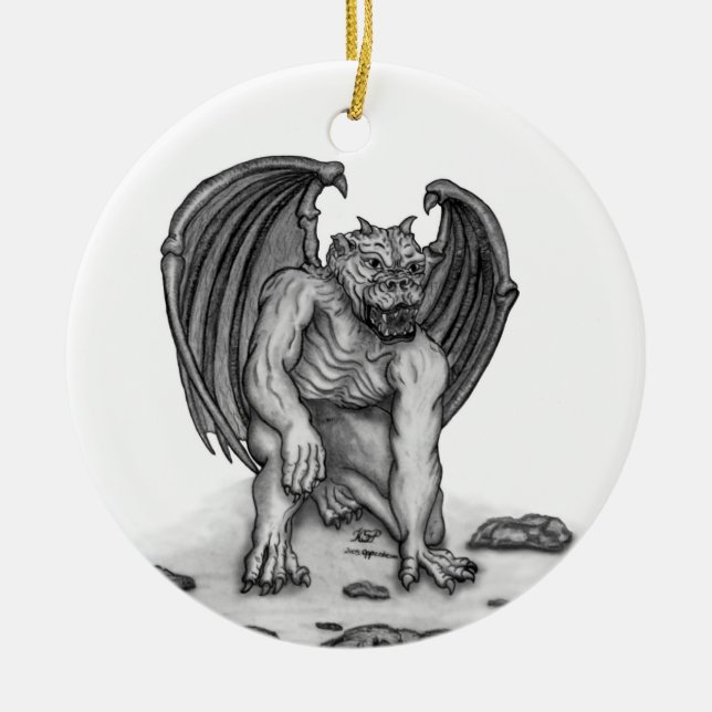 Golem Gargoyle Ceramic Tree Decoration (Front)
