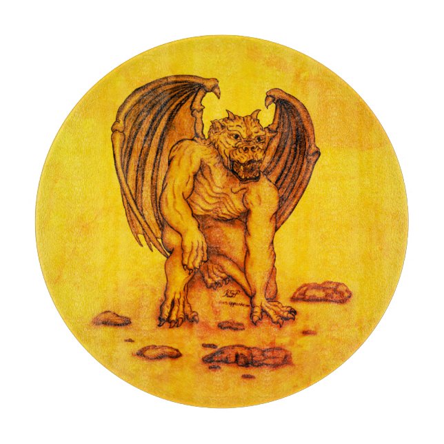 Golem Gargoyle Cutting Board (Front)