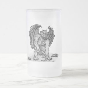Golem Gargoyle Frosted Glass Beer Mug