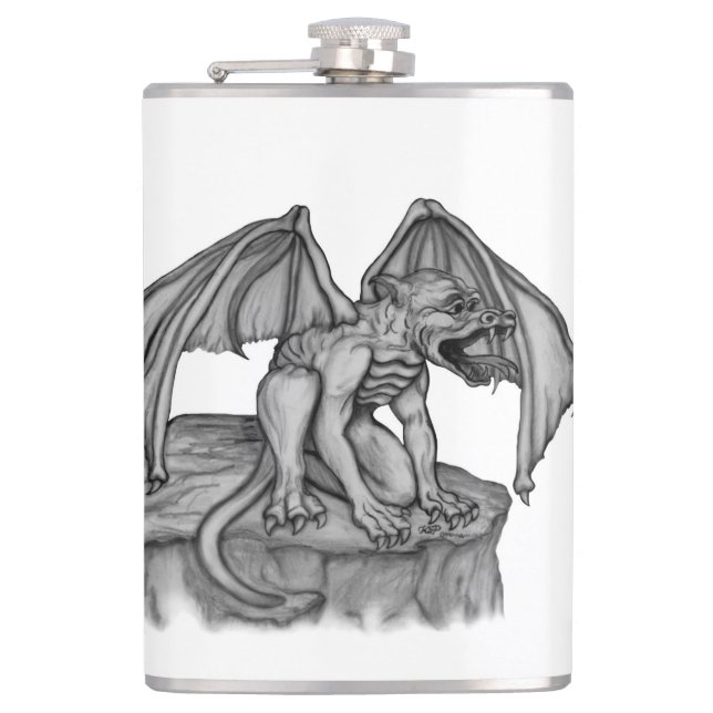 Golem Gargoyle Hip Flask (Front)