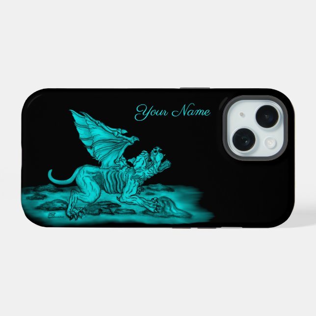 Golem Gargoyle iPhone 15 Case (Back Horizontal)