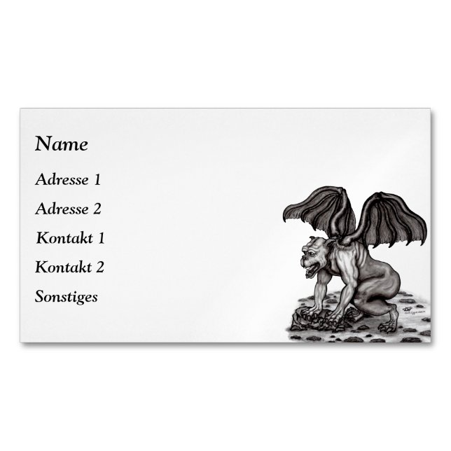 Golem Gargoyle Magnet Business Card (Front)