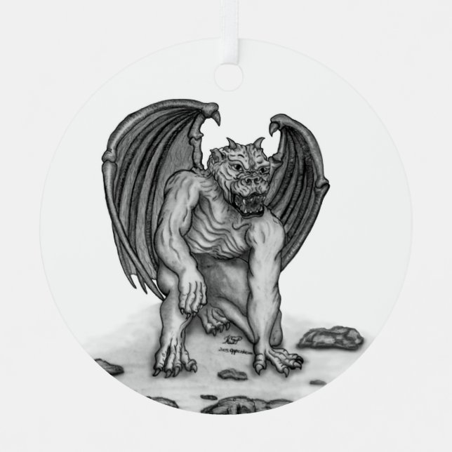 Golem Gargoyle Metal Tree Decoration (Front)