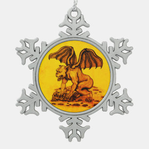 Golem Gargoyle Snowflake Pewter Christmas Ornament