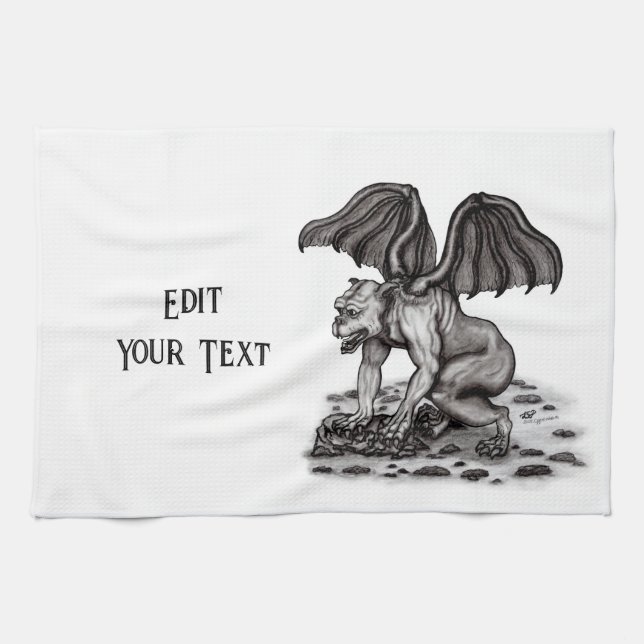 Golem Gargoyle Tea Towel (Horizontal)