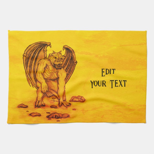 Golem Gargoyle Tea Towel (Horizontal)