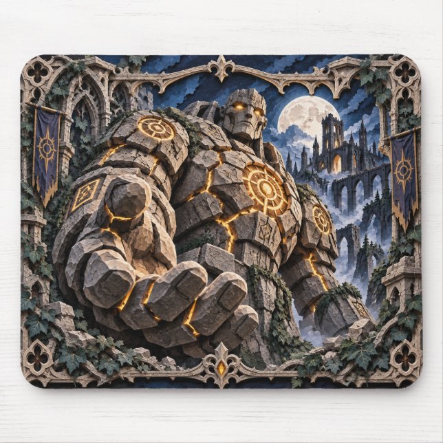 Golem, Paper Cut Monster Mouse Mat (Front)