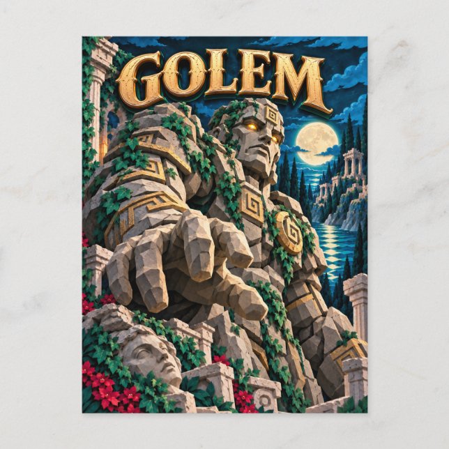 Golem, Paper Cut Monster Postcard (Front)